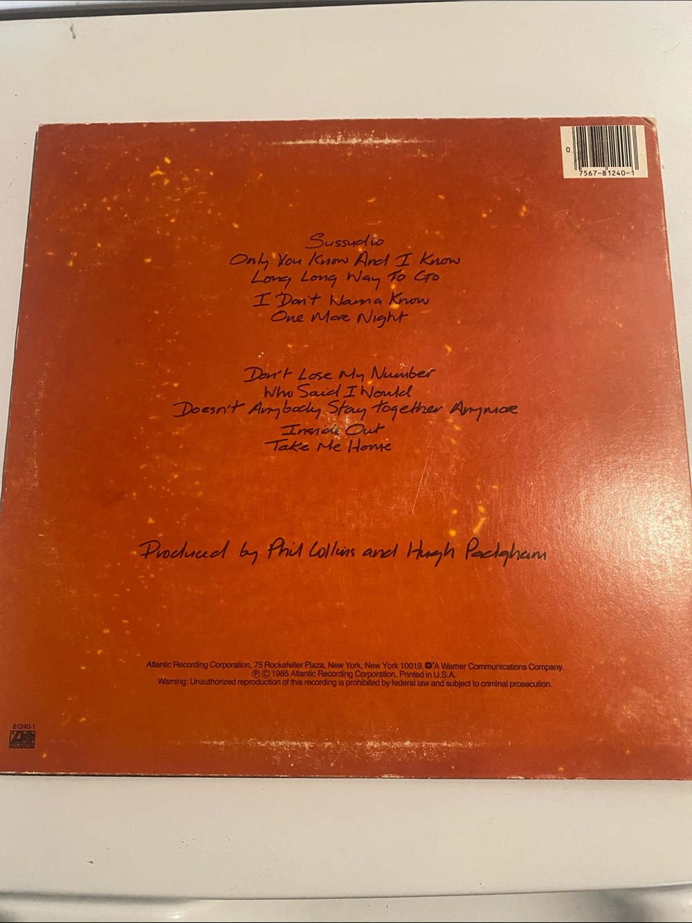 Vintage Orange Vinyl Jacket Back Cover - Signed Production Credit - Picture 2 of 4
